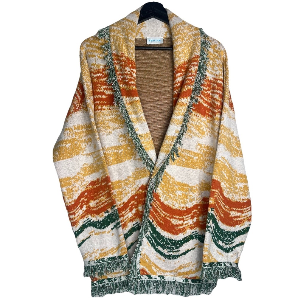 Essitam Women's Cardigans‎ Sweater Jacket M Multicolor No Belt Cotton Cashmere